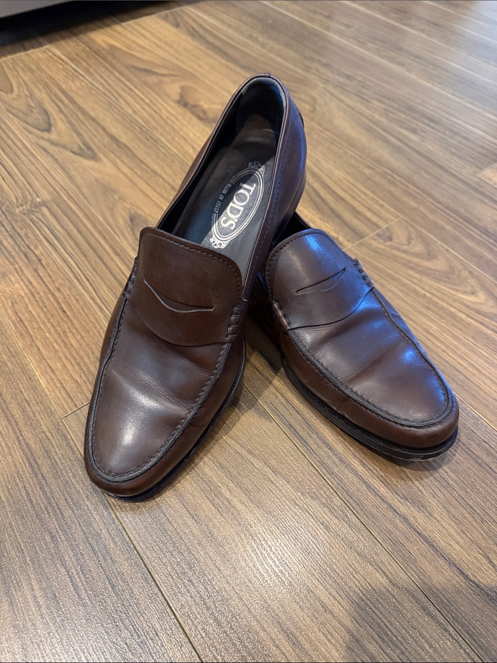 Tod's Dark Brown Leather Penny Loafers